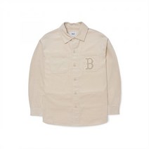 MLB 베이직 미디움로고 코듀로이 오버핏 셔츠 B L Beige