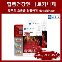 종근당 혈행건강엔 나토키나제 낫또키나제 혈행 혈액순환 혈관 영양제 피브린용해효소 2400FU HK 나토배양물 아연 철 캡슐 알약 정제 식약처인증 중장년 부모님 추천, (2박스), ##푸름이네##나토키나제 (400mg×30정)