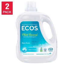 ECOS Plant Powered Laundry Detergent 6.21L 에코스 플랜트 파워드 세탁 세제 프리 앤 클리어 2팩