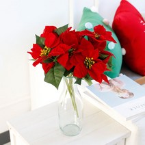 크리스마스 포인세티아 조화 장식 트리장식 꽃꽂이 나뭇가지 겨울 인테리어 소품 디자인 상품, 대