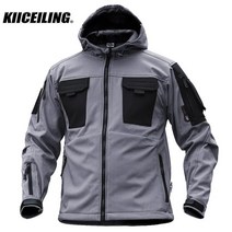 KIICEILING KYR 남성용 군사 전술 재킷 겨울 소프트쉘 방수 바람막이 윈드브레이커 육군 바이크 오토바이 코트, [01] S 50-70kg, [03] GRAY