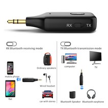 2in 1 무선 블루투스 트랜시버 송신기 어댑터 3.5mm 잭 자동차 오디오 Aux A2DP 헤드셋 수신, 한개옵션0