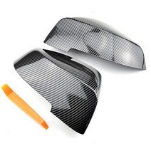 테슬라 Bmw용 광택 블랙 백미러 커버 캡 탄소 섬유 패턴 BMW F10 F11 F18 F07 F06 F12 F13 F01 F02 201318 용 2 개, Carbon fiber pattern
