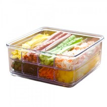 스카이락 김밥재료 보관용기 8칸 밀폐형 점보2호 인케이스, 점보 2호 직인케이스 8칸 그레이