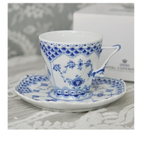로얄코펜하겐 블루플루티드 풀레이스 커피잔 140ml + 소서, 화이트+블루, 6세트