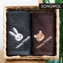송월타월 딥컬러 베어래빗 고리수건, 1장, 그레이(토끼)
