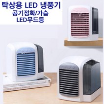 미니 냉풍기 에어쿨러 LED 무드등 공기정화 가습 수냉식에어컨 침실 아이방 거실 미니에어컨 냉방 팬 실외기없는 에어컨 저소음 냉방기 가정용 사무실 탁상형 이동식 쿨러 급속냉각, 블루