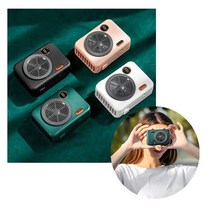 카메라 휴대용 미니 선풍기 F856 탁상용 목걸이 밸트형 선풍기 넥밴드 작고 휴대가능 3단 바람 조절 대용량 배터리 내장 트랜디한 디자인 편리한 착용, 화이트 1개