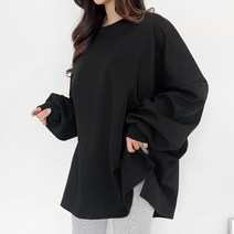 가비진 여성 오버핏 라운드 맨투맨 옆트임 티셔츠 빅사이즈까지