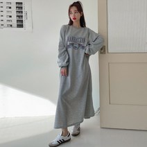 봄 큰옷 빅사이즈 오버핏 데일리 퍼프소매 통통걸 키큰여자 레터링 긴팔 맥시 롱 원피스