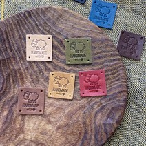 핸드메이드 가죽라벨 M2525-NO4 HANDMADE 천연소가죽 뜨개질 라벨, 블랙