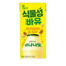 빙그레 식물성바유 바나나맛 아몬드 두유 190ml 24팩 비건 우유, 240ml