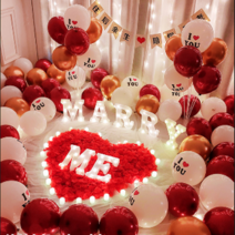 호텔프로포즈 신혼집 프로포즈 서프라이즈 꽃잎 소품, A30 퍼플 러브유-MARRYME 벌룬 패키지