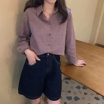 여성 셔츠 블라우스 데일리 호즈모 모직 울 체크 .디작소