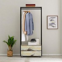 2단 서랍장 스틸 이동식행거 옷장 틈새장 원룸 아이방, 상세페이지 참조2