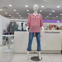 올리비아하슬러 잔체크에스닉자수블라우스OHAMBL306RE