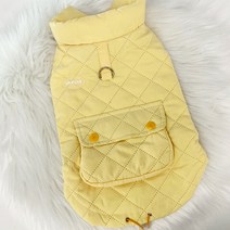 애견 누빔 패딩조끼 하네스 겨울 강아지옷 WI081DG, 옐로우