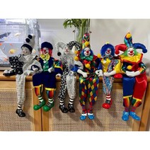 삐에로 광대 인형 핸드메이드 다양한 디자인, 파란 머리에 노란 옷을 입은 광대 (38cm)