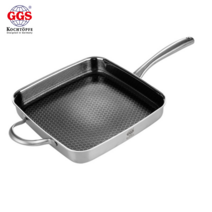 독일 GGS 부스트헥사곤 스테인레스 튼튼한 코팅 고급 사각프라이팬 대형 (26cm*26cm*4.7cm) 계란말이팬 캠핑요리 IH스텐