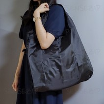 센스집 휴대용 접이식 장바구니 XL사이즈 빅사이즈 보조백, XL36_블랙(단색)