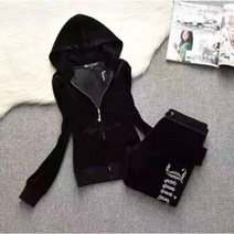 투피스 쥬시 꾸뛰르 운동복 여성용 벨벳 패브릭 운동복 벨루어 수트 후드 및 바지 운동복 쥬시 운동복 세트
