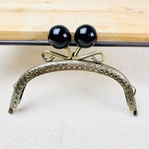 헤세드 NEW) 12.5cm 엔틱라운드 동전지갑 구슬프레임, 블랙