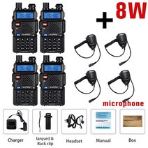 고성능 생활 무전기 워키토키 소형 자전거 블루투스 차량용 식당 업소용 34pcs baofeng uv5r 워키 토키 리얼 8w vhf uhf 고출력 cb 라디오 fm 트랜시버, 4pcs 5r-8w 마이크, 영국의