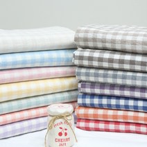 가림막 커튼 앞치마 테이블보 식탁보 배경천 원단 30수 워싱 멜란체크 14종 E, 진브라운