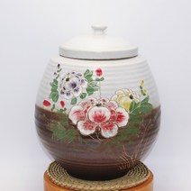 쌀통20KG 10KG 쌀항아리 숨쉬는 쌀독 화려한 투톤 목단, 투톤 목단 쌀항아리 10KG