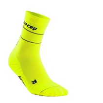 CEP 반사 미드 컷 양말 남성용 네온 옐로우, Large, Neon Yellow
