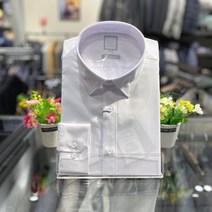 BASSO HOMME 화이트 슬림 스판 정장 드레스 긴팔 셔츠 V1GT01A