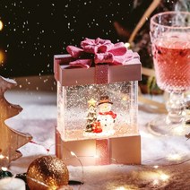 크리스마스 핑크 리본 선물 상자 트리 멜로디 워터볼 오르골 글리터 무드등 장식 디자인 상품, 코끼리