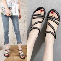 [목목]여자 여름 글레디에이터 로마 큐빅 샌들 통굽 슬리퍼