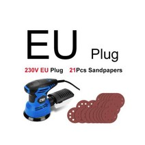 300W 샌딩기 오비탈 샌더 전기샌딩기 21Pcs 125mm 샌드페이퍼 파워 집진 광택기 PROSTORMER, EU 220-240V, CHINA