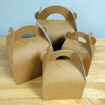 조각케익상자 무지 크라프트 소 사이즈 13 x 10.5 x 8cm 손잡이종이박스 피크닉상자 DIY 셀프 포장용 테이크아웃 전용 케익박스 25장, 25개