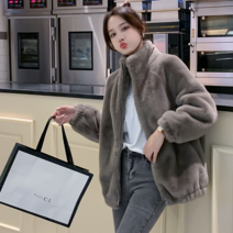 그레이 인조모피 페이크퍼 에코퍼자켓 겨울 여성