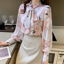 포플러앤씨 랑클 플라워 리본 블라우스