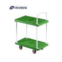 플라스틱 알루미늄 신원산업 2단대차-녹색 운반카트, 소형, 1개