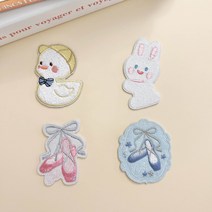 동물&슈즈 자수 와펜 패치 리폼 부자재 접착식, 핑크슈즈