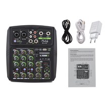 Muslady 6 채널 오디오 믹서 믹싱 콘솔 LED 스크린 내장 사운드 카드 USB BT 연결 2 밴드 EQ 게인 지연 반복, 4-Channel EU PLUG_4