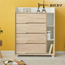 장인가구 뉴시드니 편백나무 4단 1000 멀티수납 전도방지 서랍장, 내츄럴화이트