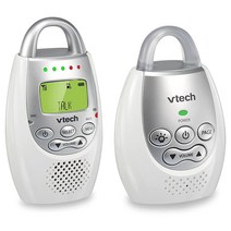VTech 오디오 베이비 모니터 화이트/실버 304.8m 도달 거리 진동 사운드 알림 토크 백 인터콤 나이트 라이트 루프 DM221 브이텍, White/Silver