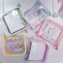 다니샵 3공 지퍼 포토카드 바인더 포카 다이어리 미니 앨범 속지포함, 체크옐로우