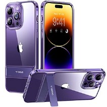 토라스 아이폰14 프로 맥스 다이아클리어 킥스탠드 케이스 군사등급 보호, 딥 퍼플