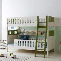 포스트모던 안전인증획득 분리형 이층침대 2층침대, 화이트워시 그린