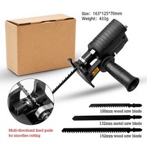 컷쏘 무선 충전 핸드 컷소 왕복 컷쇼 톱 전기 드릴 전기 전기 톱으로 수정 된 목공 금속 톱 톱날이있는 전동 공구 절단, 검은색