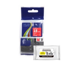 브라더 호환 라벨테이프 6mm~36mm + 항균물티슈, 18mm빨강바탕_흰색글자 TZc-445