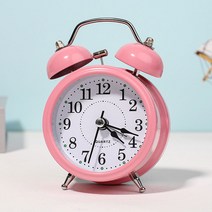 눕눕 자명종 벨 탁상 알람시계, 핑크