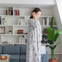 [인휴] 세희 모던 플라워 광목 원피스 (그레이)