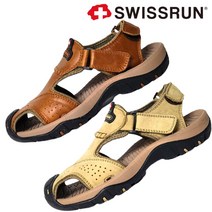 스위스런 남자 가죽 샌들 아쿠아 트레킹 샌들